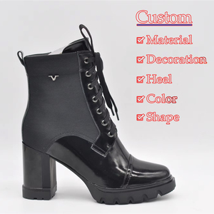 Botines de Tacón Alto Personalizados para Mujer, Botines de Encaje Sexys, Botines de Tacón Alto con Cordones, Botines de Cuero Genuino para Mujer al por Mayor - Product Image 2