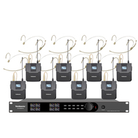 Système de microphone de conférence sans fil 8800plus 8 avec micro-cravate et micro-canne flexible, bande UHF, connecteur XLR, alimentation par piles AA