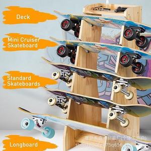 Wooden Tiered Skateboard <b>Rack</b> 5 Tier Upright Storage <b>Shelf</b> For Skateboards And Toys Living Room Multipurpose Stand - Product Image 2
