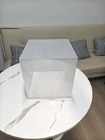 Boîte à gâteau aseptique transparente en PET carrée de 6 pouces avec enveloppe latérale et couvercle et plateau de base blanc Emballage alimentaire écologique recyclable