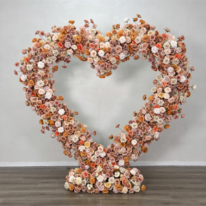 Arche florale en forme de cœur avec support, fond de scène en roses artificielles pour décoration de mariage, arche en forme de cœur de 2 m - Product Image 1