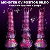 Dildo Monster Ovipositor con 4 Huevos, Silicona Líquida Impermeable, Bomba Inflable, Juguete Sexual de Fantasía con Nudo de Caballo y Dragón, Modelo con Ventosa
