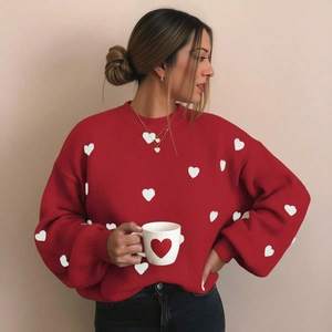 Premium Red Heart Pattern Sweater for <strong>Valentine</strong> Date and Birthday Party Wholesale Soft Texture Knitted Pullover <strong>Jumper</strong> - Product Image 1