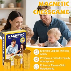 Gioco di Scacchi Magnetico con Pedine Grandi e Corda, Gioco da Tavolo Strategico per Famiglia, Viaggi, Campeggio, per 2 Giocatori - Product Image 3