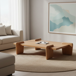 Table basse avec pieds qui sortent de la table, table basse moderne de luxe en bois massif - Product Image 5