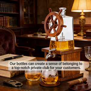 Bouteille en verre transparente pour whisky pour homme, de haute qualité, personnalisée, <span class=keywords><strong>avec</strong></span> bouchon carré, pour cadeaux, cocktails et soirées - Product Image 3