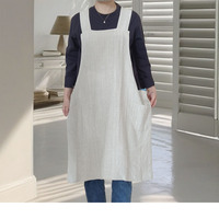 Tablier en coton et lin impression logo personnalisé femmes style japonais frais nail art fleuriste café taille vêtements de travail