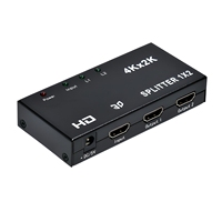 Splitter 4K 1x2 Distributor Video Output Ganda Manajemen Daya 3D untuk Konsol Game Proyektor TV