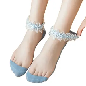 畅销透气透明柔软网眼蕾丝女士透明袜子丝质踝袜