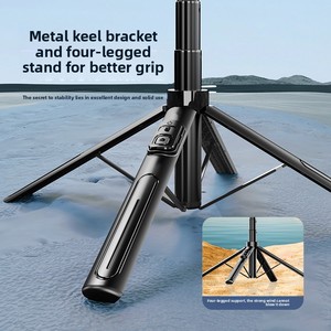 Nouveauté : Trépied perche à selfie K27 à 4 pieds avec télécommande - Support de téléphone extensible anti-tremblement de 1,3 m pour diffusion en direct - Product Image 2