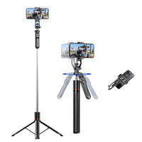 Trépied de selfie sans fil rétractable F16 avec télécommande anti-vibration pour téléphone portable compatible avec Android/iOS