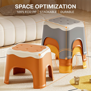 Tabouret Biscuit Style Nordique Crème, en Plastique PP Écologique, <span class=keywords><strong>Petit</strong></span> Banc Empilable, Marchepied pour Enfants et Adultes, Meuble de Salon - Product Image 6