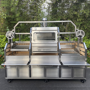 Parrilla Argentina <span class=keywords><strong>de</strong></span> <span class=keywords><strong>Acero</strong></span> <span class=keywords><strong>Inoxidable</strong></span> para Exteriores con Carro Estilo Santa María y Brasero, Horno <span class=keywords><strong>de</strong></span> Carbón Integrado Tipo Gaucho - Product Image 1