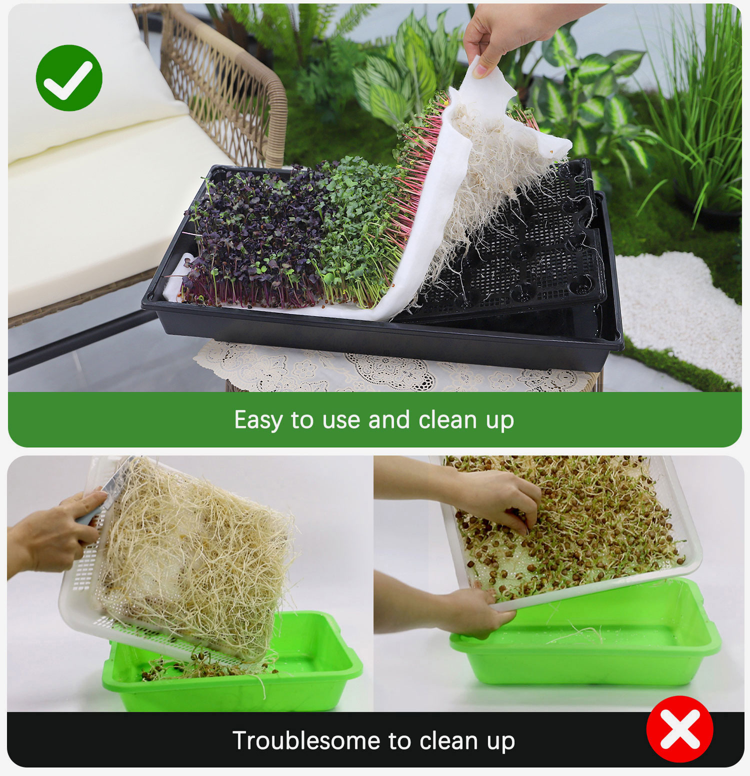 1020プラスチック苗トレイ植物成長マイクログリーン発芽トレイ