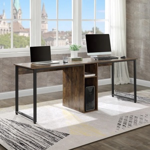 High Quality Stainless Steel <strong>Wooden</strong> l Shape <strong>Laptop</strong> Computer Gaming Desk Table <strong>Stand</strong> for Two Person - Product Image 1