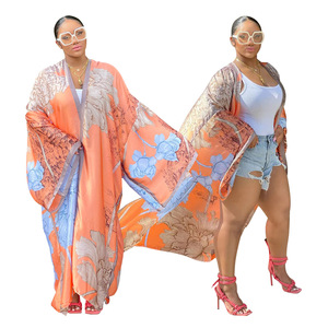 K10310 Nouveautés Mode Kimono Vente Chaude Robe en Satin de Soie Imprimée Maxi Dames Casual Cardigan Automne pour Femmes - Product Image 6
