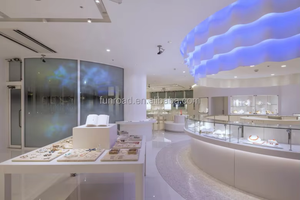 Comptoir de présentation de bijoux en métal moderne pour la vente au détail, petit kiosque de magasin de bijoux avec vitrine - Product Image 4