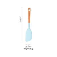 Peralatan Dapur Silikon Gagang Kayu Eropa Anti Lengket Anti Selip Anti Panas Set 10 Buah Biru Set Peralatan Masak Oven dan Dishwasher