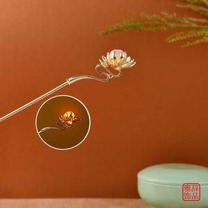 Pinzas para el pelo estilo chino con flor luminosa y flecos de perlas, pasadores de pelo con borlas de flores, palillos para el pelo retro hechos a mano de lujo - Product Image 6