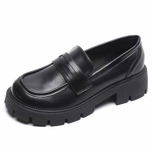 Chaussures d'école confortables en cuir microfibre noir à semelle épaisse Mocassins Penny Taille 35-43 Chaussures habillées classiques pour femmes - Product Image 1
