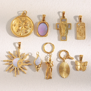 Dreamidea позолоченный кулон из нержавеющей стали бабочка Крест Солнце Луна дизайн модные украшения для женщин для вечеринки и повседневной носки - Product Image 1