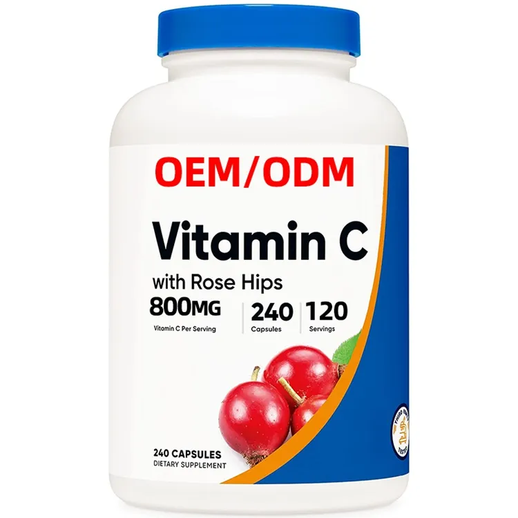 240 capsule di vitamina C con rosa canina 1025mg integratore senza glutine senza OGM