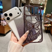 Lüks Elmas Detaylı Kelebek Desenli iPhone 17 Pro Max 17 Air 17 16 15 14 13 12 11 İçin Bling Simli Arka Kapaklı Telefon Kılıfı