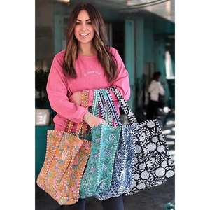 Sac à déjeuner matelassé en coton, imprimé floral abstrait, sac à main, sacs de courses imprimés au bloc, sac de plage, sacs de voyage et sacs fourre-tout à bandoulière - Product Image 1