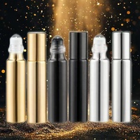 Flacons de parfum roll-on en verre dépoli coloré 10 ml, vides, avec bille roulante en acier inoxydable et bouchons en plastique pour huiles essentielles