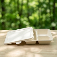 Boîte à lunch jetable en papier écologique à 3 compartiments, biodégradable, en matériaux recyclés, pour emporter, sushis, nourriture pour bébés
