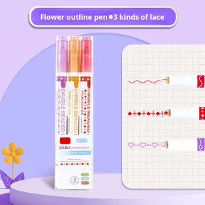 Evidenziatore a Doppia Punta Multifunzione a Forma <span class=keywords><strong>di</strong></span> Fiore in Plastica per Quaderni Studenti, Marcatori a Curva Ondulata - Product Image 6