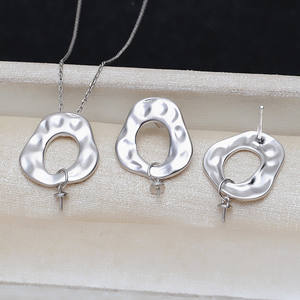 Ensemble de pendentifs et de boucles d'oreilles baroques en argent S925, collier pour femme givré, accessoire perlé déformé DIY 3923 - Product Image 1