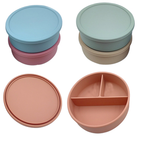 Lonchera Redonda Reutilizable, Contenedor de Alimentos de Silicona de Grado Alimenticio, a Prueba de Fugas, con 3 Compartimentos, Bento Box, Productos de Seguridad para Bebés - Product Image 2