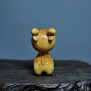 Handmade Art Deco Wooden Middle Finger Figurine Mini Deer Statue