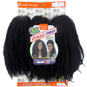 3X simpul Kuba 16 "180G ekstensi rambut keriting Afro ekstensi rambut tahan api Gaya ekor kuda alami Harga Murah mengepang - Product Image 2