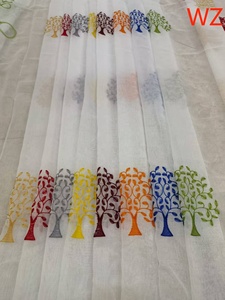 高品质轻质透气透明涤纶窗帘面料刺绣图案客厅编织出厂价格 - Product Image 3