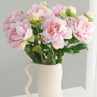Fleur de pivoine artificielle en soie blanche à deux têtes de haute qualité, réaliste, romantique et onirique, pour mariage, remise de diplôme, Noël, Saint-Valentin