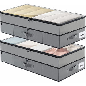 Organisateur de rangement sous lit extensible 70L pour vêtements, grande capacité, double couche, bacs de rangement sous lit - Product Image 1