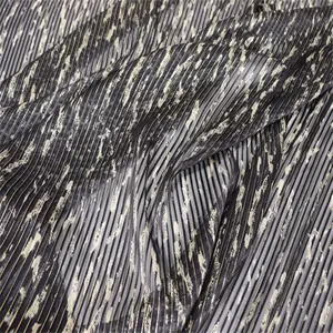 Causal Style Design Black Color Wholesale Chinese Supplier Soft Feeling Material Silk Metallic Stripe Line Fabric