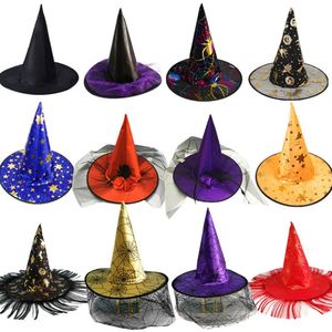 Chapeau de sorcière en toile d'araignée avec breloque rose, décoration de fête d'Halloween pour enfants et adultes, vente en gros - Product Image 1