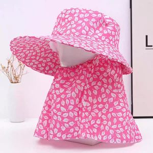 Sombrero de Pescador con Solapa para el Cuello, Estampado de Hojas Rosas, Protección UV, Sombrero para Adultos para Recolectar Té - Product Image 5