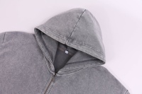 Sudadera con capucha extragrande unisex personalizada de 400 g, estilo vintage lavado, con cremallera, hombros caídos y tejido de rizo para ropa urbana OEM