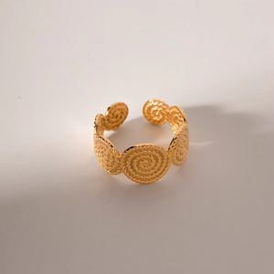 N & S 18K or acier inoxydable corde torsadée texturé spirale anneau ouvert femmes réglable tressé cercle Design bijoux - Product Image 5