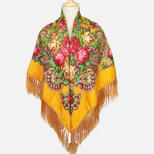 <span class=keywords><strong>2022</strong></span> Offre Spéciale longue <span class=keywords><strong>frange</strong></span> russe châle Wrap 110cm mode motif Floral chaud épais femme imprimer russe <span class=keywords><strong>carré</strong></span> écharpes - Product Image 1