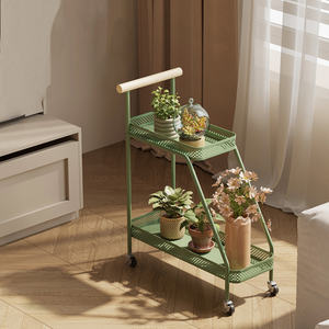 Support de rangement multi-plantes en métal pour pots de fleurs, type sur pied mobile pour balcon - Écologique - Product Image 3