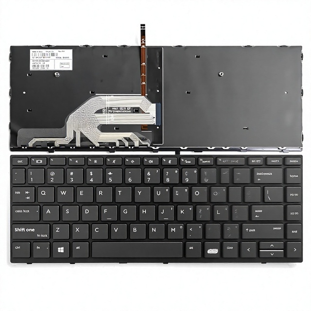 US-English Backlit USB-A Laptop Keyboard Black Frame Replacement for Probook x360 440 G1 14.0" L28406-001