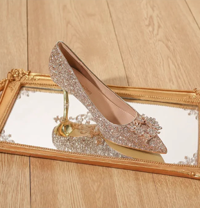 프렌치 힐 여름 여성 2026 신상 크리스탈 슬리퍼 웨딩 슈즈 신부 신발 메인 웨딩 드레스 슈즈 - Product Image 4