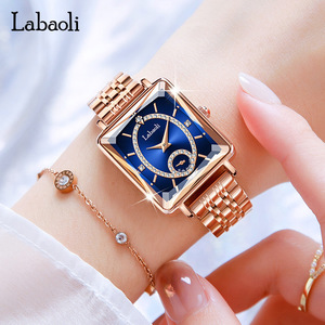 นาฬิกาข้อมือควอตซ์ทรง Tonneau ดีไซน์เรียบหรูสำหรับผู้หญิง LABAOLI สายสแตนเลสสตีลสีโรสโกลด์ ตัวเรือนโลหะผสม กระจกหนา 5 มม. สินค้ามาใหม่ - Product Image 5