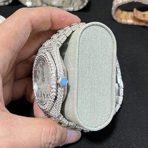 Montres automatiques en acier inoxydable avec cadran rond personnalisé, serties de diamants, style hip-hop, sans taxe, avec moissanite, pour le Moyen-Orient - Product Image 3