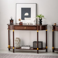 Nouvelle table console semi-circulaire en bambou de style chinois, table d'entrée, table de couloir, table murale, table de maquillage, meubles de maison